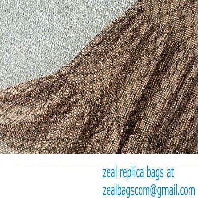 gucci GG damier print silk skirt 2024
