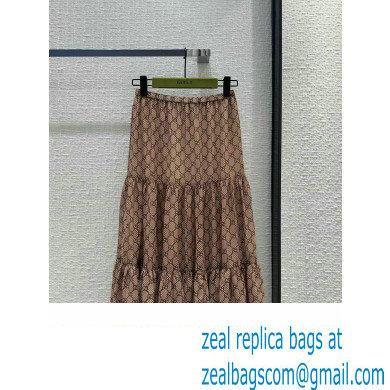 gucci GG damier print silk skirt 2024