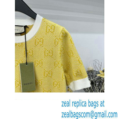 gucci GG wool jacquard dress yellow 773633 2024