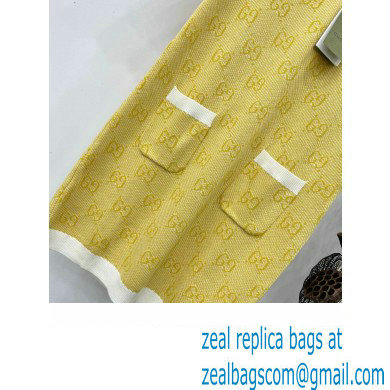 gucci GG wool jacquard dress yellow 773633 2024