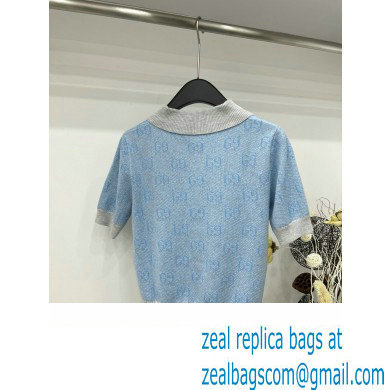 gucci GG wool jacquard polo 773631 blue 2024