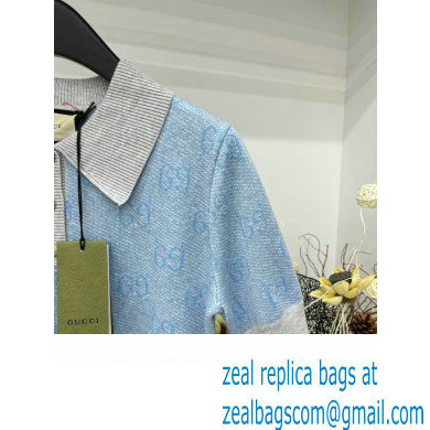 gucci GG wool jacquard polo 773631 blue 2024