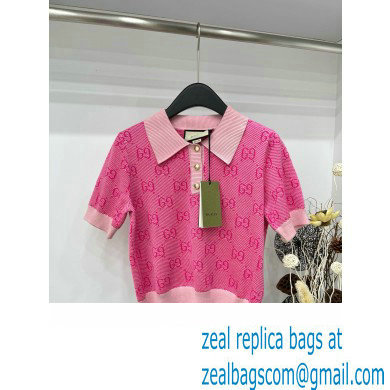 gucci GG wool jacquard polo 773631 pink 2024