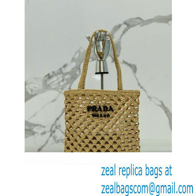 prada Woven fabric crochet tote bag 1BG493 BEIGE 2024