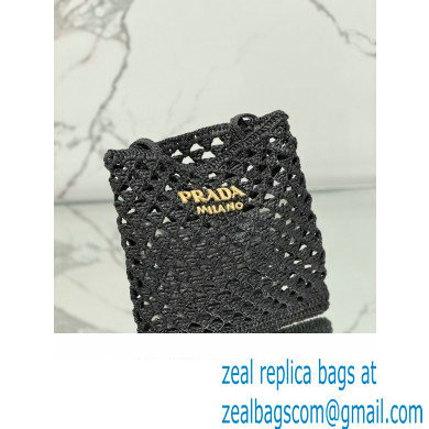 prada Woven fabric crochet tote bag 1BG493 BLACK 2024