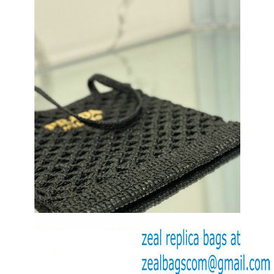 prada Woven fabric crochet tote bag 1BG493 BLACK 2024