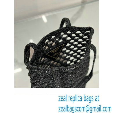 prada Woven fabric crochet tote bag 1BG493 BLACK 2024
