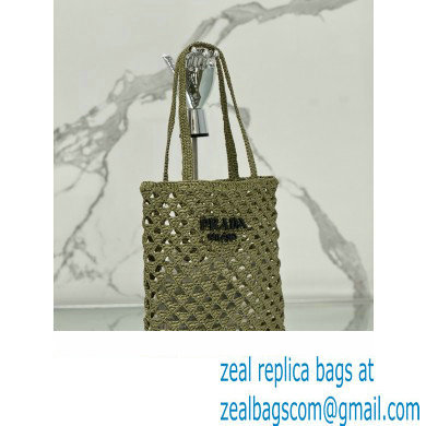 prada Woven fabric crochet tote bag 1BG493 OLIVE GREEN 2024