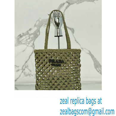 prada Woven fabric crochet tote bag 1BG493 OLIVE GREEN 2024