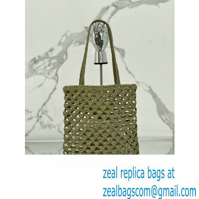 prada Woven fabric crochet tote bag 1BG493 OLIVE GREEN 2024