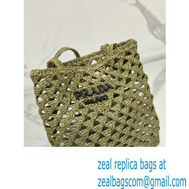 prada Woven fabric crochet tote bag 1BG493 OLIVE GREEN 2024