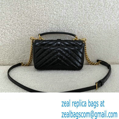 saint laurent college mini chain bag in shiny crackled leather black(original quality)