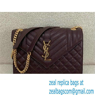 saint laurent envelope medium in quilted grain de poudre embossed leather BURGUNDY 2024(original quality)
