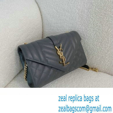 saint laurent envelope small in quilted grain de poudre embossed leather gray 2024(original quality)