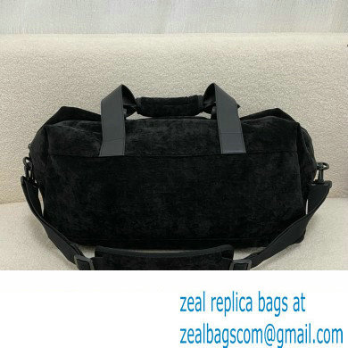 saint laurent jacquard duffle bag in canvas/calfskin black 2024(original quality)