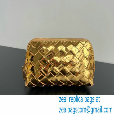 Bottega Veneta Intrecciato metallic leather pouch gold 2024