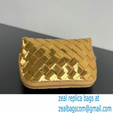 Bottega Veneta Intrecciato metallic leather pouch gold 2024