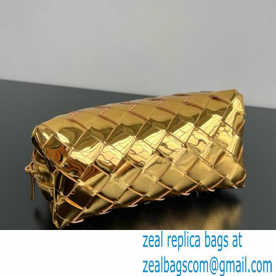 Bottega Veneta Intrecciato metallic leather pouch gold 2024