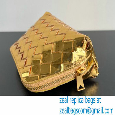 Bottega Veneta Intrecciato metallic leather pouch gold 2024