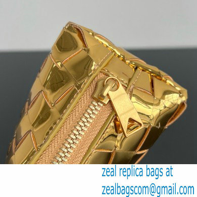 Bottega Veneta Intrecciato metallic leather pouch gold 2024
