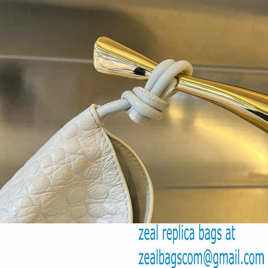 Bottega Veneta crocodile pattern leather Sardine Top handle bag white 2024