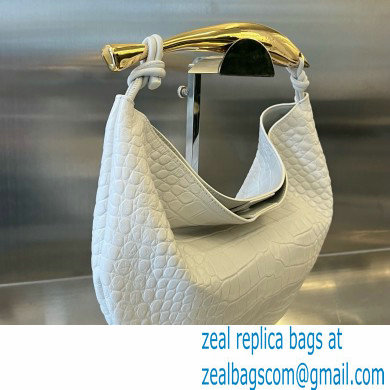 Bottega Veneta crocodile pattern leather Sardine Top handle bag white 2024