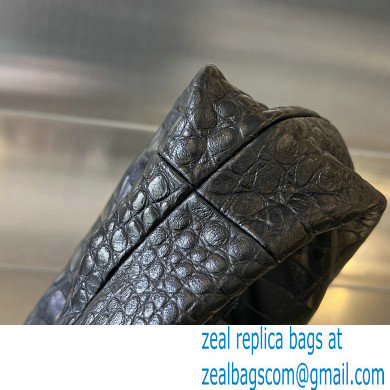 Bottega Veneta crocodile pattern leather mini jodie top handle bag black 2024