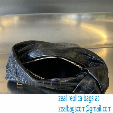 Bottega Veneta crocodile pattern leather mini jodie top handle bag black 2024