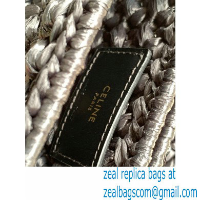 CELINE CHAIN SHOULDER BAG CLAUDE in RAFFIA EFFECT TEXTILE Black 2024