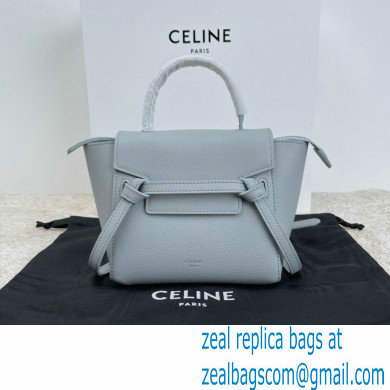 Celine mini belt pico Bag in grained calfskin bleu lin 2024