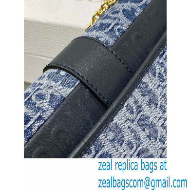 DIOR 30 Montaigne East-West Bag with Chain IN Blue Denim Oblique Jacquard 2024