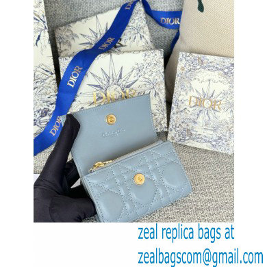DIOR Dioriviera My Dior Glycine Wallet in cloud blue Cannage Lambskin 2024