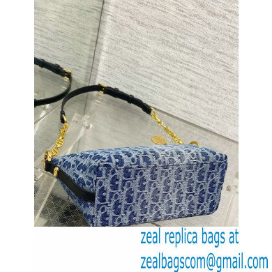 DIOR Diorstar Hobo Bag with Chain IN Blue Denim Oblique Jacquard 2024