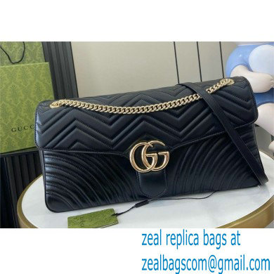 GUCCI GG Marmont large shoulder bag IN Black matelasse chevron leather 788371 2024