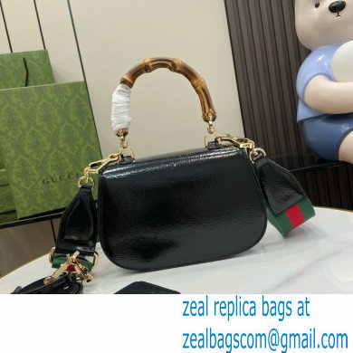 Gucci Bamboo 1947 Patent Leather Small bag with Embossed GUCCI Logo black 675797 2024