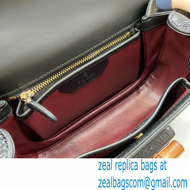 Gucci Bamboo 1947 Patent Leather Small bag with Embossed GUCCI Logo black 675797 2024
