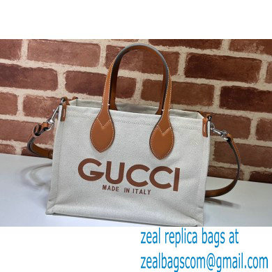 Gucci Mini tote bag with Gucci print 772144 in Beige/Brown cotton linen canvas 2024