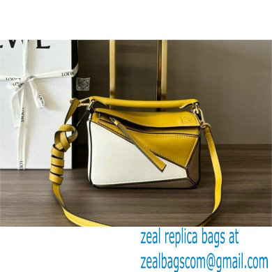 Loewe Mini Puzzle bag in classic calfskin Ochre/Soft White 2024
