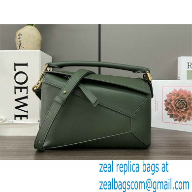 Loewe Mini Puzzle bag in classic calfskin bottle green 2024