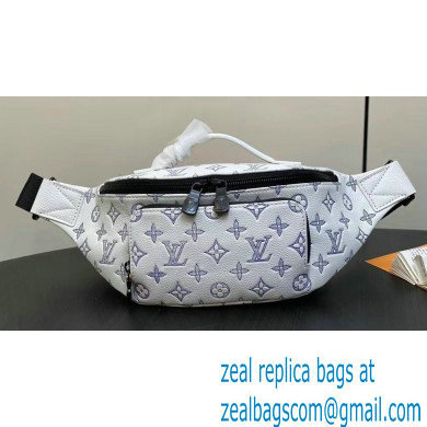 Louis Vuitton Monogram Shadow calf leather Rush Bumbag M25227 White / Navy Blue 2024