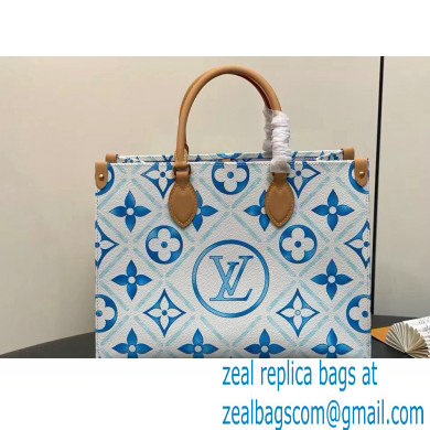 Louis Vuitton Monogram Tiles canvas OnTheGo MM Bag M11262 LV By The Pool Lagoon Blue 2024