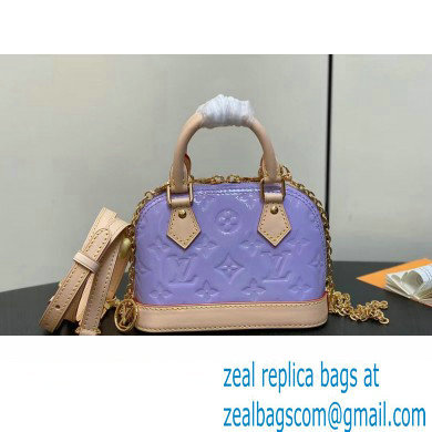 Louis Vuitton Monogram Vernis leather Nano Alma Bag New LV Remix M82974 Glossy Lilac 2024