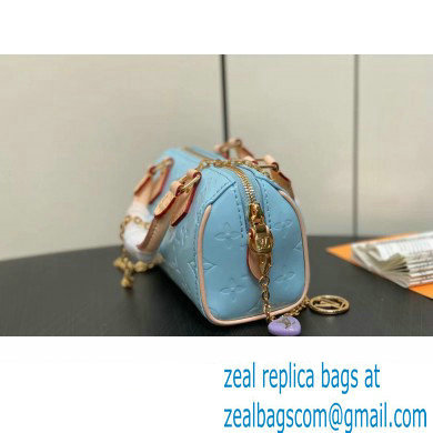 Louis Vuitton Monogram Vernis leather Nano Speedy Bag New LV Remix M83000 Sky Blue 2024