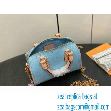 Louis Vuitton Monogram Vernis leather Nano Speedy Bag New LV Remix M83000 Sky Blue 2024