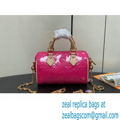 Louis Vuitton Monogram Vernis leather Nano Speedy Bag New LV Remix M83273 Neon Pink 2024