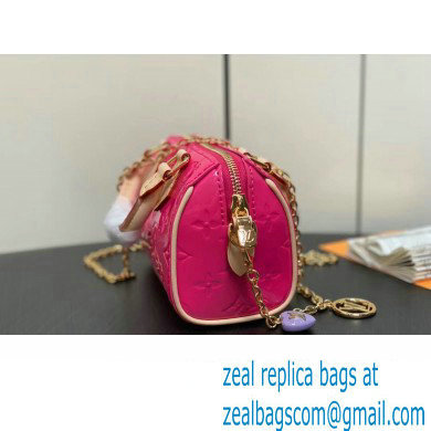 Louis Vuitton Monogram Vernis leather Nano Speedy Bag New LV Remix M83273 Neon Pink 2024