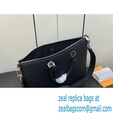 Louis Vuitton Taiga Cowhide leather Slim Briefcase NV Bag M30978 Black 2024
