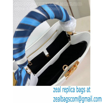 Louis Vuitton Taurillon leather Capucines BB Bag M24673 Snow White 2024