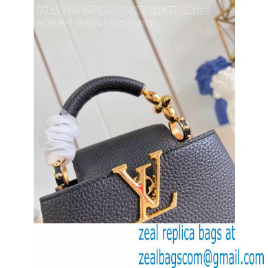 Louis Vuitton Taurillon leather Capucines Mini Bag M23943 Black 2024
