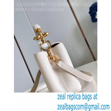 Louis Vuitton Taurillon leather Capucines Mini Bag M23944 Quartz White 2024